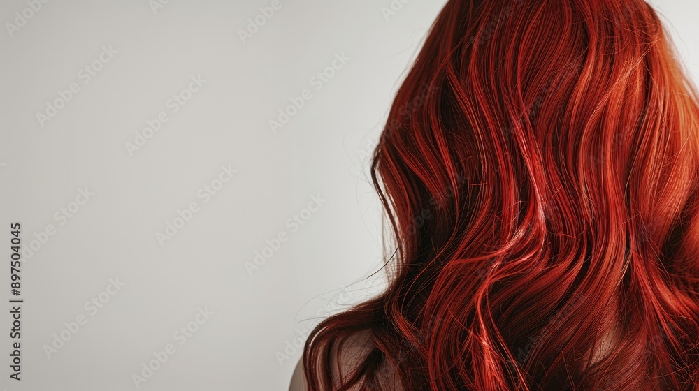 Red wavy hair against a white backdrop with room for text Red wavy hair against a white backdrop with room for text