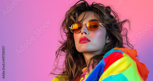 Stylish retro girl wearing sunglasses