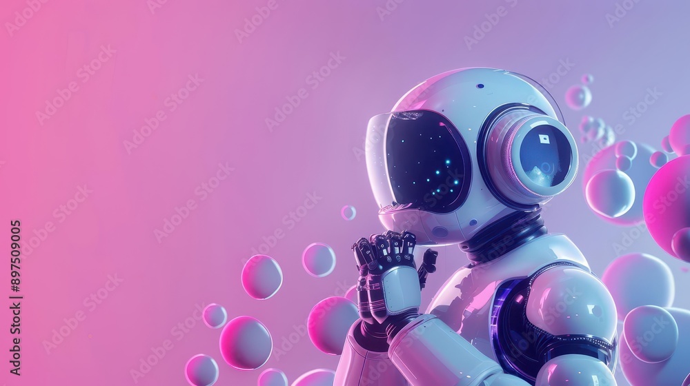 Fototapeta premium Marketing trends, AI-driven insights, 3D illustration, future advertising concept, copy space,