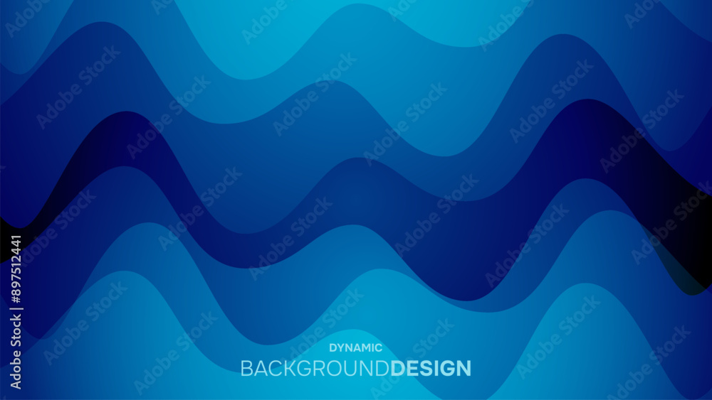 Fototapeta premium Abstract deep blue dynamic waves background