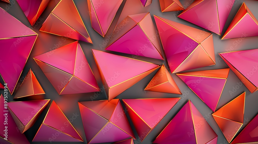 Abstract Geometric Composition with Pink and Gold Triangles Abstract Geometric Composition with Pink and Gold Triangles