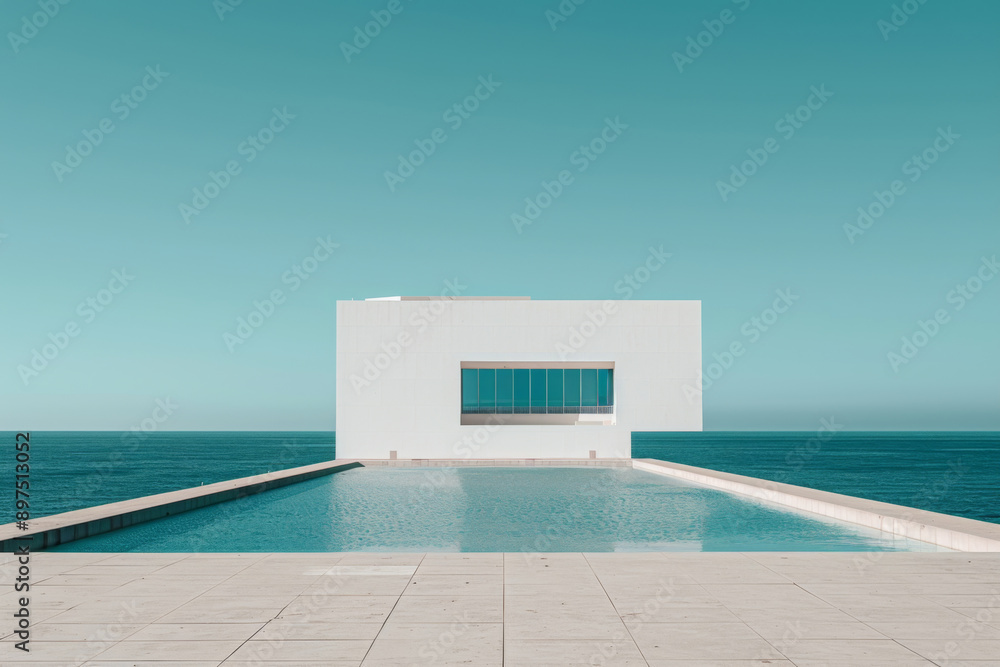 Modern buildings by the lake. Empty architectural background. Modern buildings by the lake. Empty architectural background.