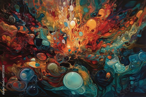 A vibrant abstract organic form that blends fluid, realistic, and fantastical elements photo