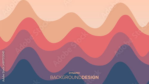 Abstract soft retro colorful dynamic waves background