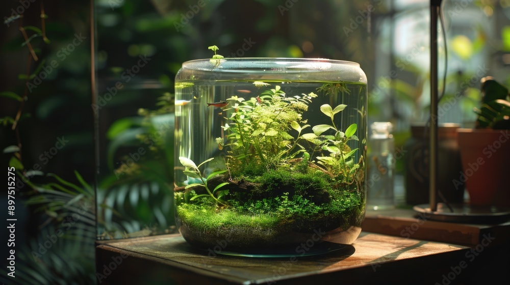 Aquatic life in a transparent pond. Aquatic life in a transparent pond.