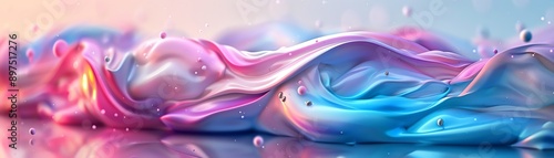 Wallpaper Mural Vibrant pastel abstract background with fluid waves in pink, blue, and purple tones, depicting a dreamy and artistic visual. Torontodigital.ca