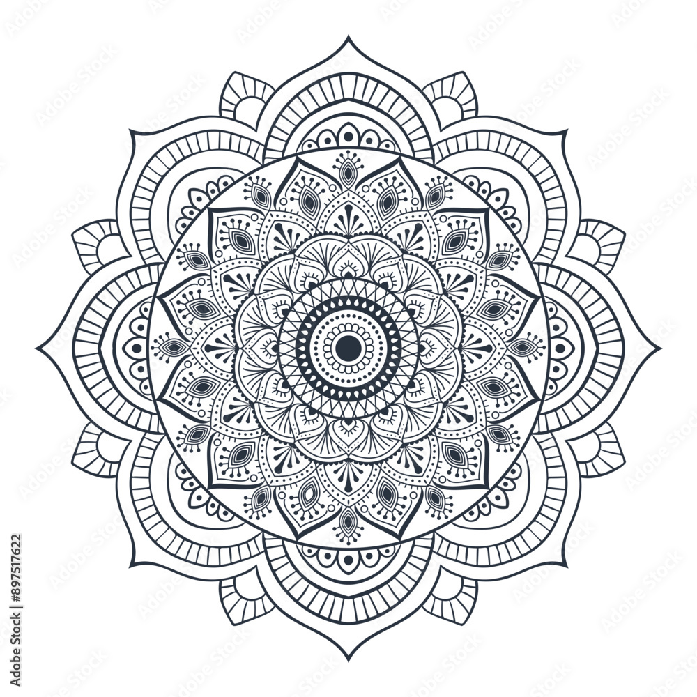 Fototapeta premium Flower And Vintage Ornament Mandala Design Vector File