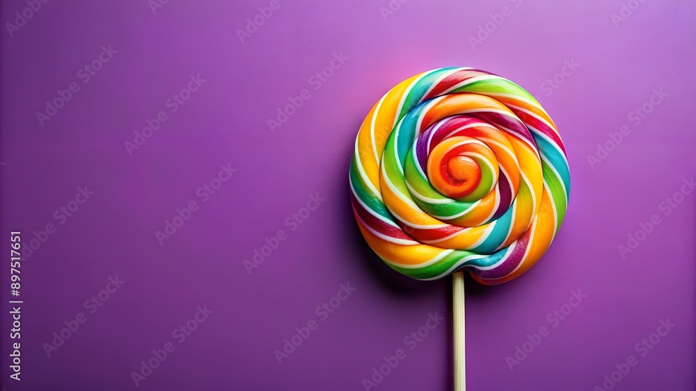 Editable Colorful Big Round Lollipop Illustration on a Customizable Purple Background Editable Colorful Big Round Lollipop Illustration on a Customizable Purple Background