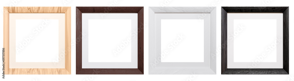 Set of modern wooden frame isolated on white background. Realistic rectangle frames mockup. Classic Photo wooden frame. Borders set for painting, poster, photo gallery. 3d rendering Set of modern wooden frame isolated on white background. Realistic rectangle frames mockup. Classic Photo wooden frame. Borders set for painting, poster, photo gallery. 3d rendering