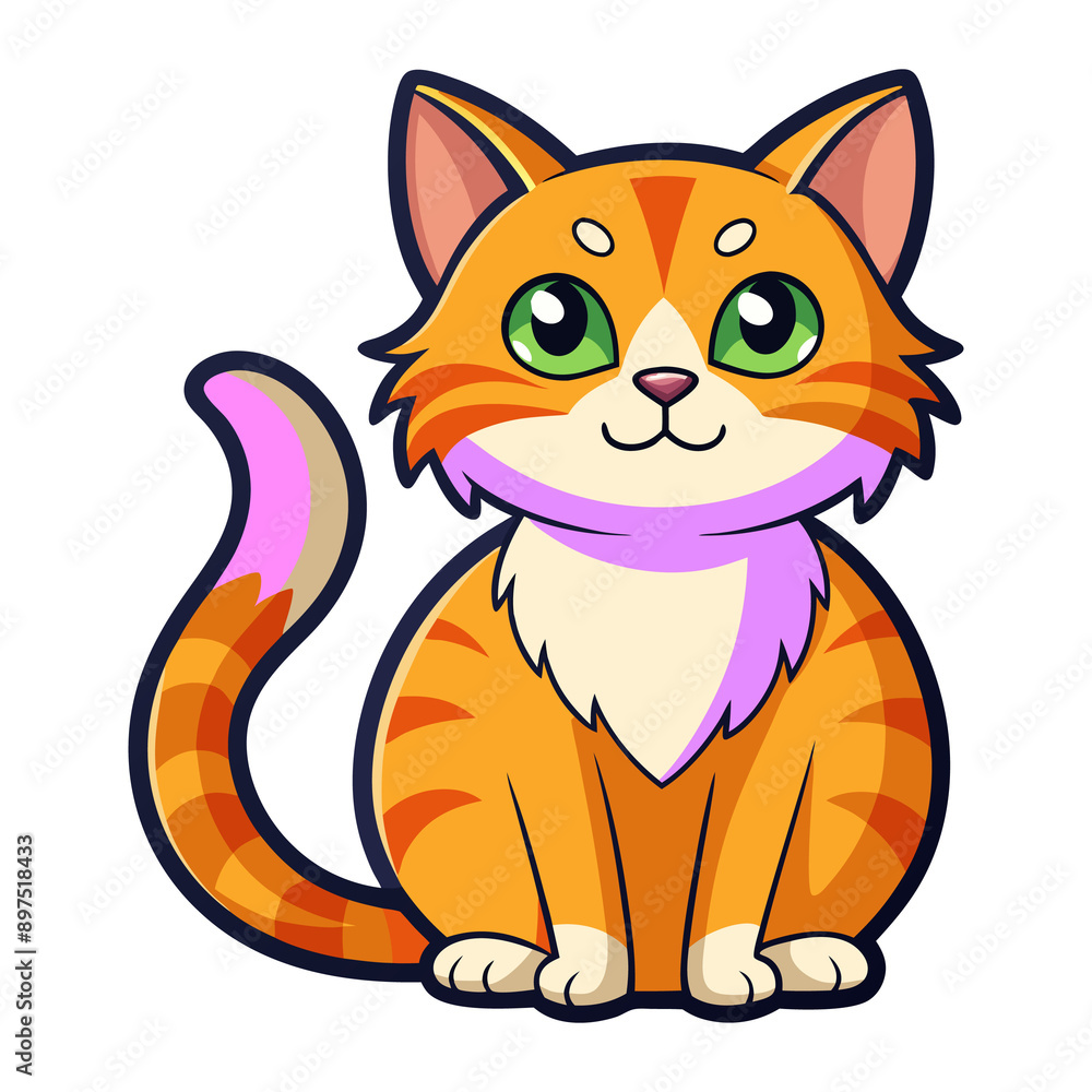Fototapeta premium cat sticker image colorful style