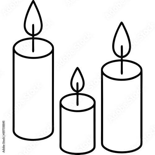 set of burning candles illustration vector