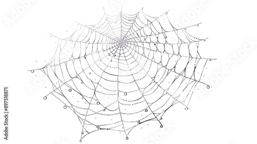 A spider web covered in dew drops