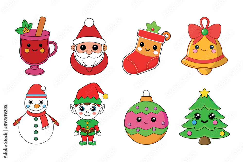 Fototapeta premium Christmas decoration elements vector illustration