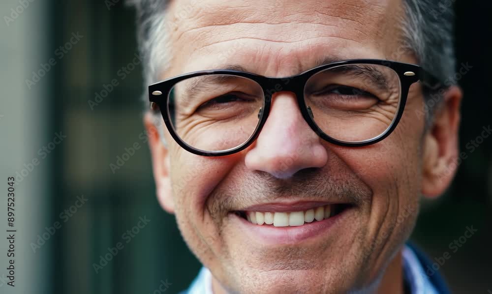 Portrait of smiling senior man with eyeglasses looking at camera Portrait of smiling senior man with eyeglasses looking at camera