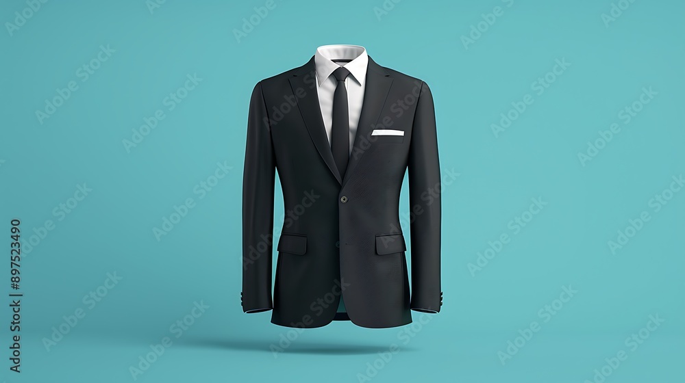 A business suit mock up black isolated on a blue background A business suit mock up black isolated on a blue background
