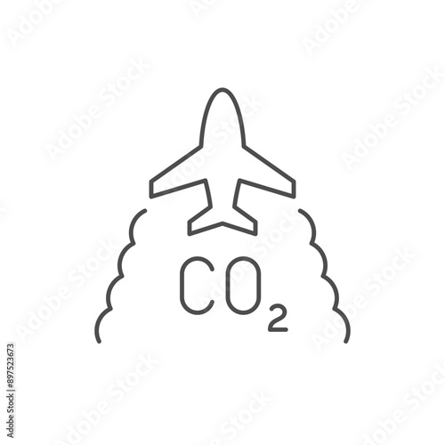 Airplane pollution line outline icon