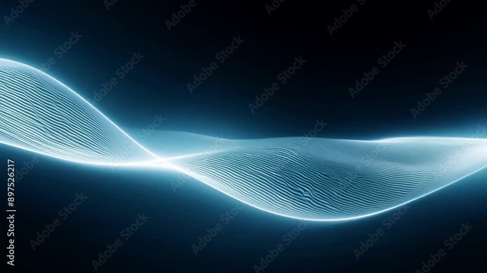 A digital rendering of a blue light wave against a black background. The light wave is a delicate, flowing shape that appears to be made of lines. A digital rendering of a blue light wave against a black background. The light wave is a delicate, flowing shape that appears to be made of lines.