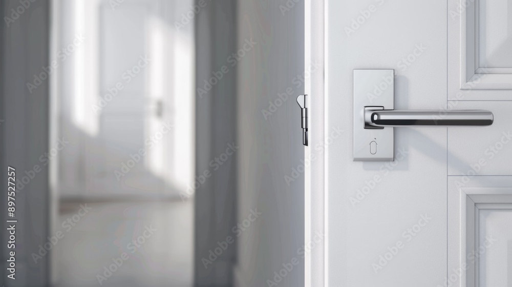 A modern, high-tech smart lock for doors with keypad entry, advanced features for residential security and user convenience. A modern, high-tech smart lock for doors with keypad entry, advanced features for residential security and user convenience.