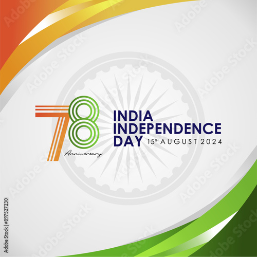 Elegant 78th India Independence Day 15 August 2024 Banner, Background, Template, Design, Concept, Poster, Greeting Card. 79th Independence Day of Bharat Ganarajya 2024