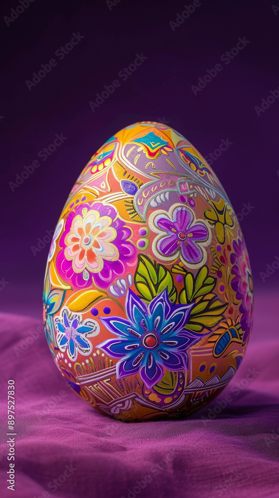 Decorative easter egg with floral patterns on Decorative easter egg with floral patterns on