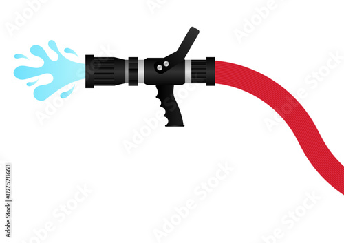 Fire Hose Nozzle. Vector Illustration Isolated on White Background. 