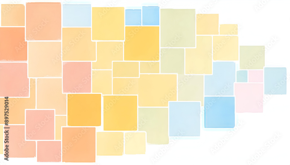 Abstract Digital Art With Overlapping Pastel Squares And White Outlines Abstract Digital Art With Overlapping Pastel Squares And White Outlines
