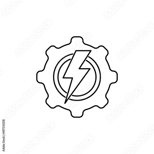 simple thin line gear with lightning black icon. stroke art style trend modern logotype graphic lineart web design isolated on white background. concept of