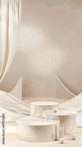 "3D Beige Podium: Product Display Stand and Stage"