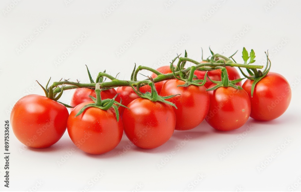 bunch of tomatoes on a white background bunch of tomatoes on a white background