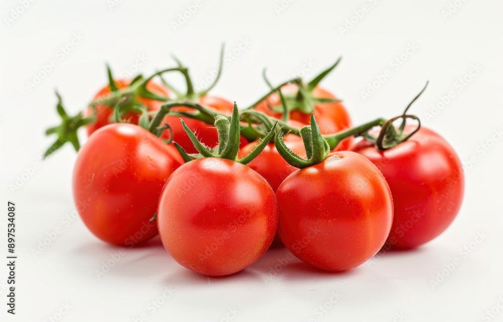 bunch of tomatoes on a white background bunch of tomatoes on a white background