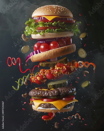 Fast Food Genetics Exploring FTO and DNA Impact on Obesity in a Conceptual Artwork. photo