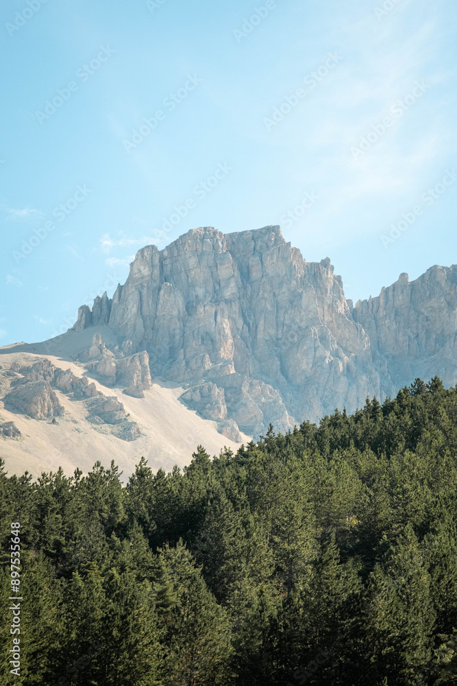 Obraz premium View of the Dévoluy mountain range in the Hautes Alpes in the south of France