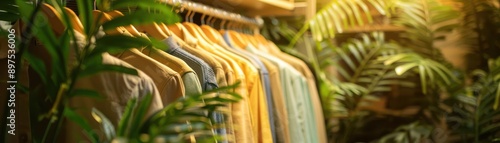 Realistic sustainable fashion store with ecofriendly clothing