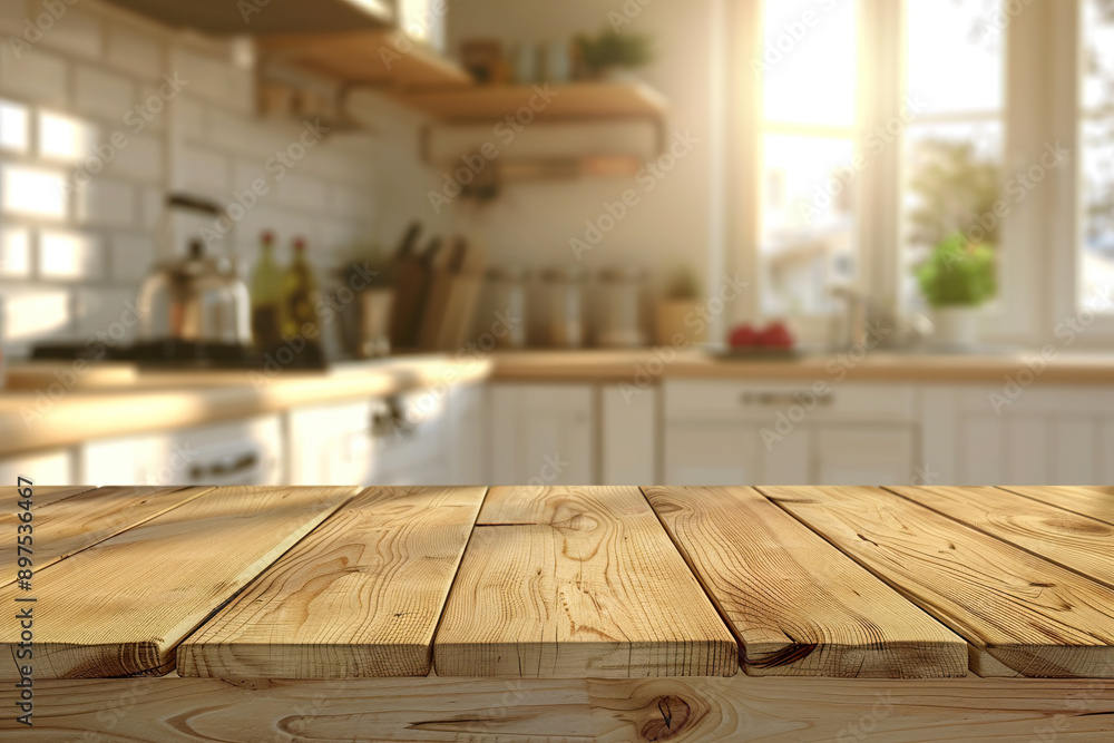 A kitchen with a wooden countertop and a window. A kitchen with a wooden countertop and a window.