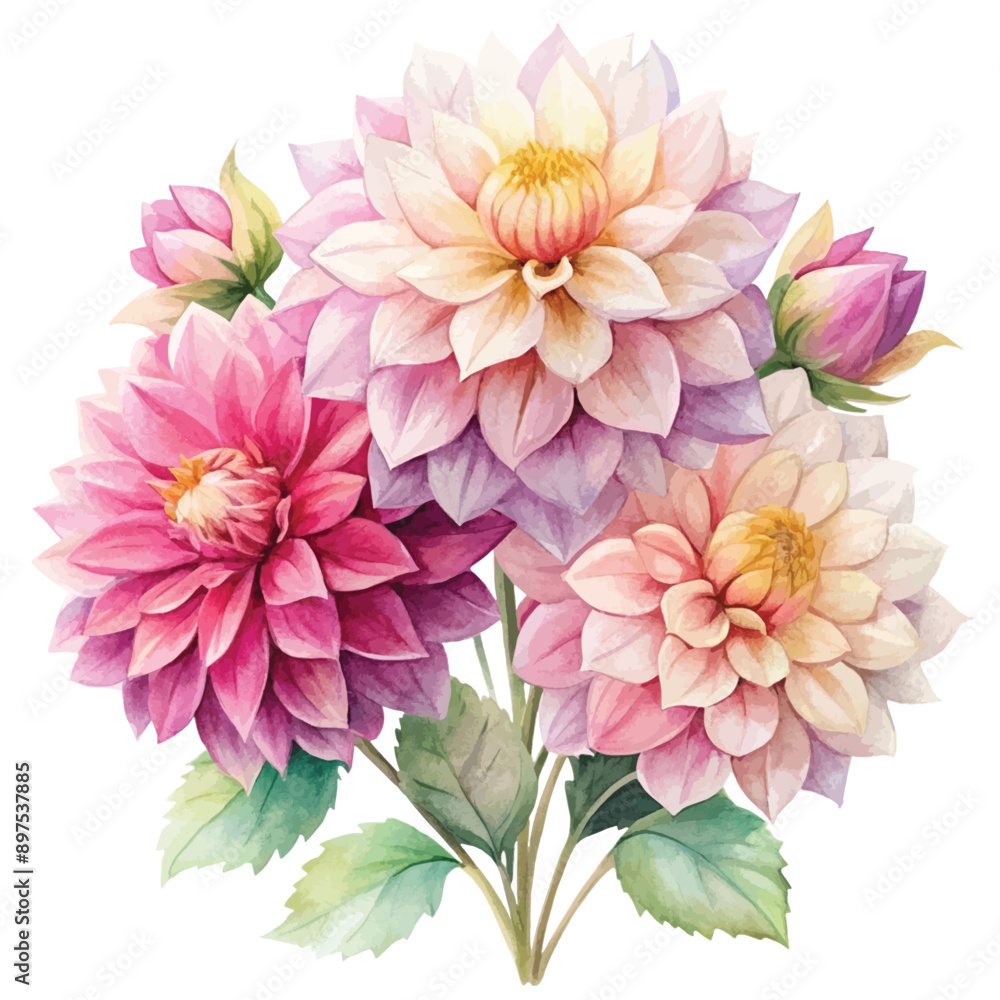Watercolor Dahlia in Bloom Watercolor Dahlia in Bloom
