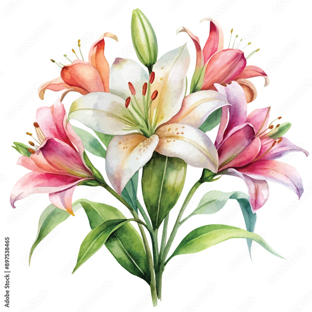 Watercolor Pink Lily Watercolor Pink Lily