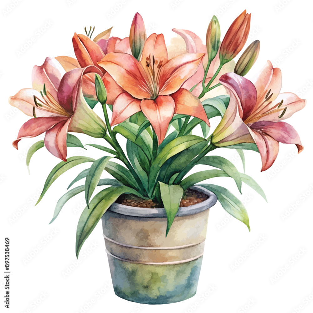 Watercolor Pink Lily Watercolor Pink Lily