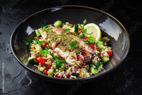 Garnish with Parsley and Lemon Wedge photo