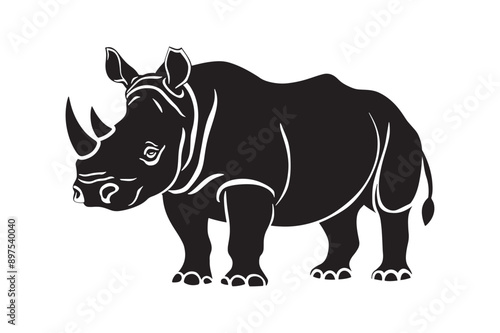 Rhino silhouette vector illustration template