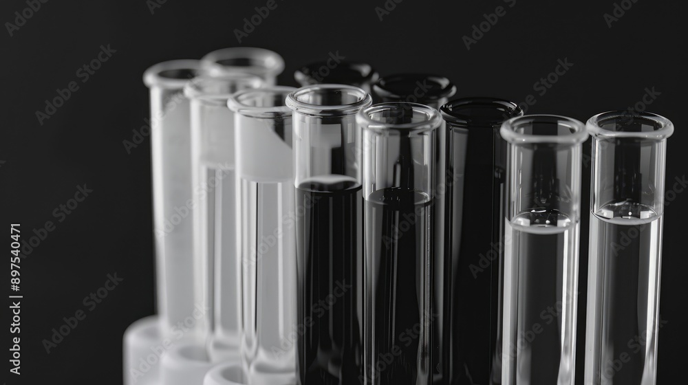 Seal a set of lab test tubes in black and white colors Seal a set of lab test tubes in black and white colors