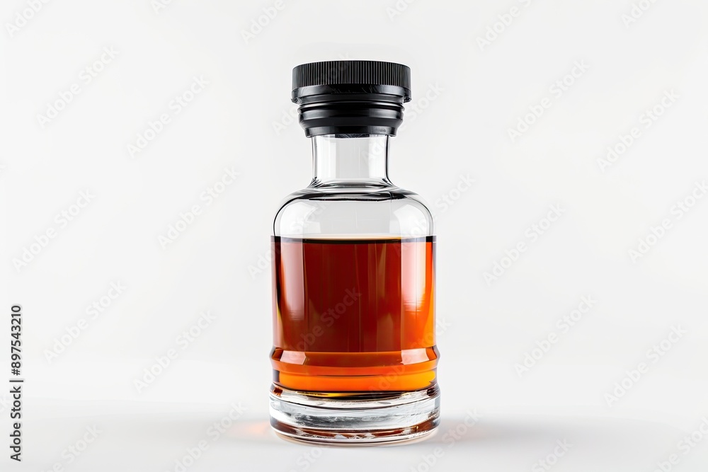 whiskey bottle with black lid on white background whiskey bottle with black lid on white background