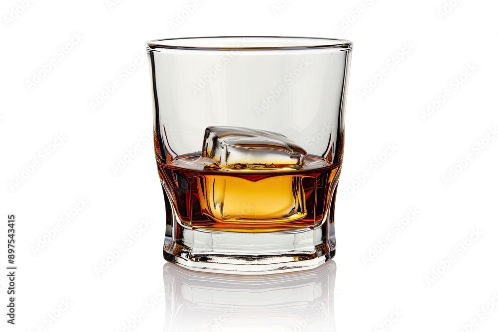 Whiskey glass on white background with reflection and clipping path Whiskey glass on white background with reflection and clipping path