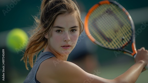 Tennis women on field photo	
 photo