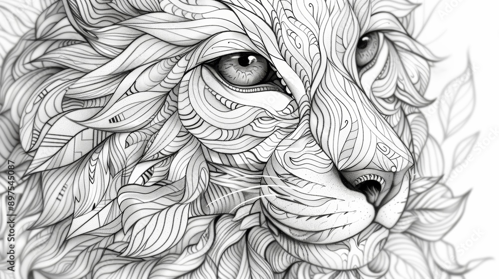 An abstract animal coloring page with stylized designs, offering a unique and creative twist on traditional animal illustrations. An abstract animal coloring page with stylized designs, offering a unique and creative twist on traditional animal illustrations.