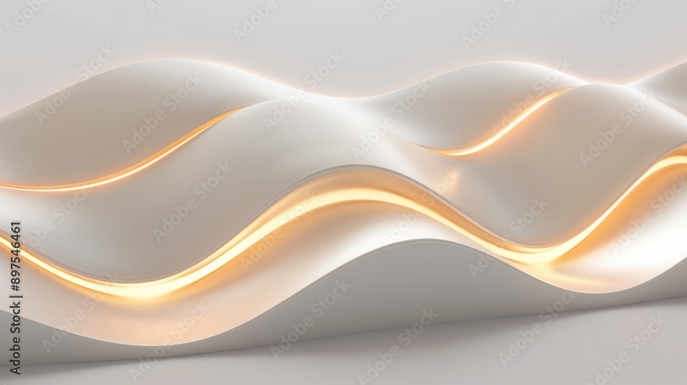 Elegant and smooth white wavy surface glowing from within in an abstract background Elegant and smooth white wavy surface glowing from within in an abstract background