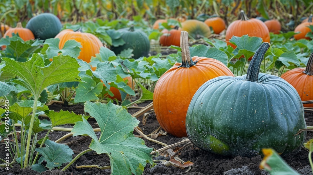 Obraz premium Pumpkins in a field