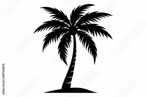 Palm tree icon. Abstract line beach logo. Shape hand draw. Vector illustration . plam Tree Vector Icon in Minimal Line Art. 