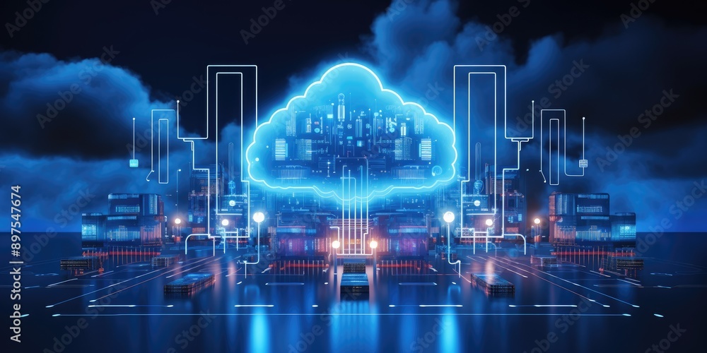 cloud computing concept. Data security and cloud connection technology, Encryption personal information and data cloud computing concept. Data security and cloud connection technology, Encryption personal information and data