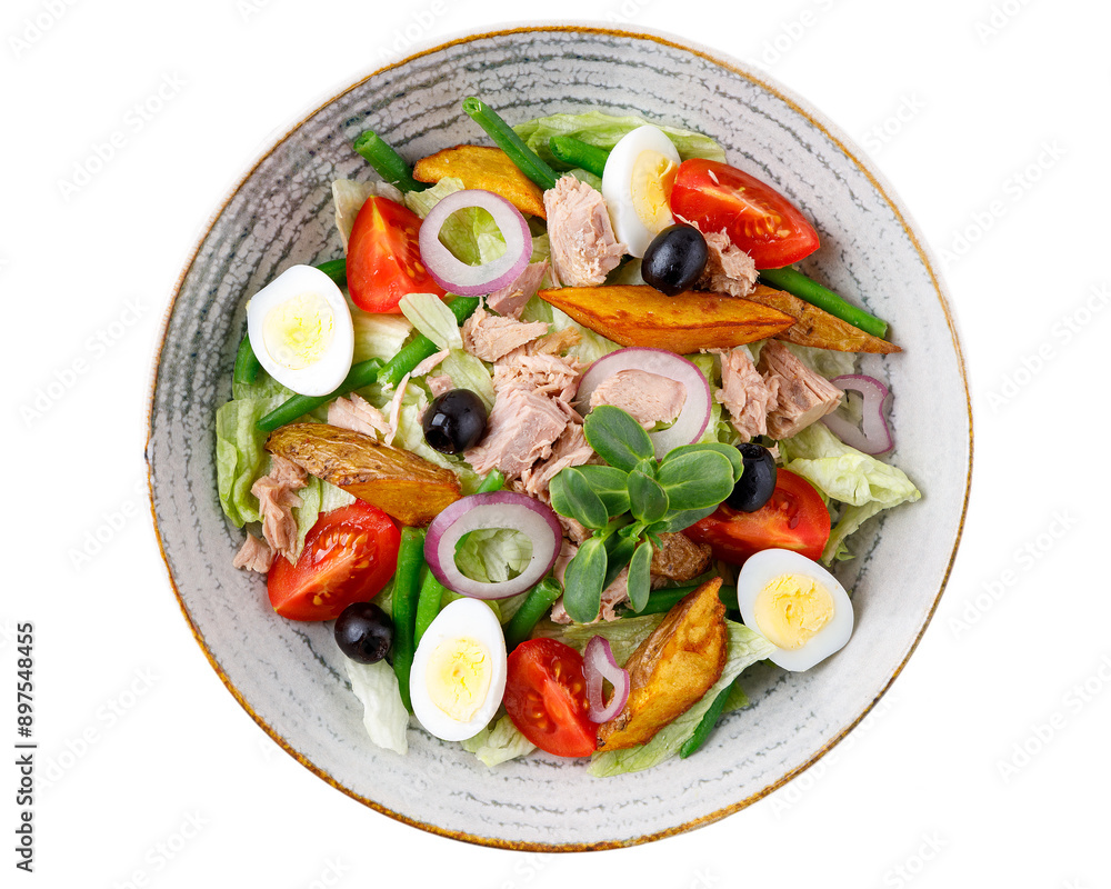 Tuna salad on a white background. isolate. for restaurant menu for delivery Tuna salad on a white background. isolate. for restaurant menu for delivery