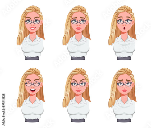 Face expressions of businesswoman